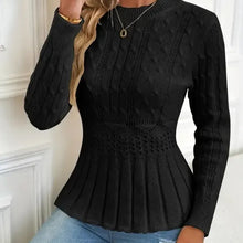 Bellie - Grob Gestrickter Pullover Mit Rundhalsausschnitt – Schwarz