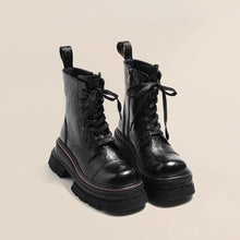 Halbhohe Schnürstiefel für Damen - Vianey – Schwarz