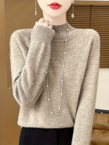 Lässiger gestrickter Pullover aus Wolle für Damen | Perfekt für lässige Tage – Khaki