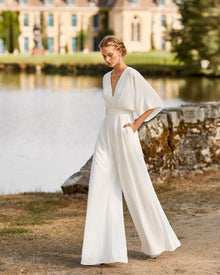 Melanie | Lässiger Jumpsuit mit weiten Beinen – Weiß