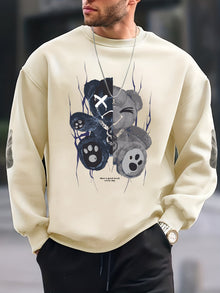 Lässiger Mode Crew Neck Baumwolle Sweatshirt für Männer | Perfekt für den Alltag – Aprikose