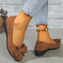Kelsey  | Bowknot Dekor Keilabsatz Schuhe – Gelbbraun