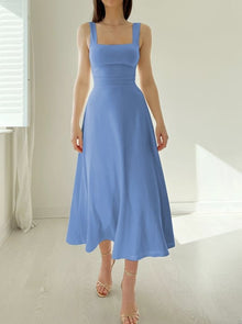 Mirelina™ – Damen Midikleid mit Breiten Trägern – Blau