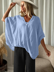 Winnie - Bluse Im Bohemian Stil Mit Weiten Ärmeln – Hellblau