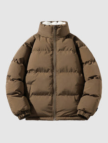 Steppjacke mit Reißverschluss | Teddy-Innenfutter | Wärmender Komfort – Braun