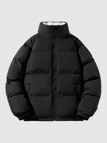 Steppjacke mit Reißverschluss | Teddy-Innenfutter | Wärmender Komfort – Schwarz
