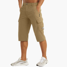 Herren Sommer Cargoshorts mit Stretchstoff und Reißverschlusstaschen – Khaki