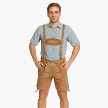 Helle Lederhose mit Hemd für Herren - Oktoberfest 2025 – Hellbraun