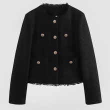Norlina | Elegante Jacke mit goldenen Knöpfen – Schwarz