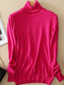 Klassischer Damen Rollkragenpullover – Rosa