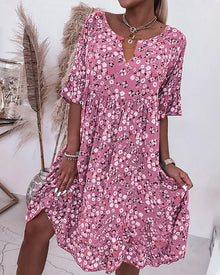 Clarissa - Kleid mit halben Ärmeln und Blumendruck – Rosa