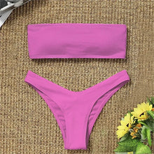 Ocean Chic - Neuer Bikini Set mit hoher Taille und trägerlos – Rosa