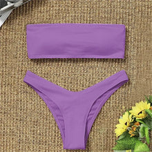 Ocean Chic - Neuer Bikini Set mit hoher Taille und trägerlos – Lila