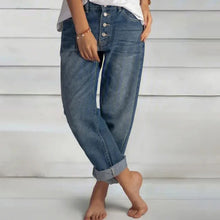 Sandra | Damen Weit Geschnittene Jeans mit Knopfleiste – Blau