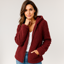 Damen-Fleecejacke mit Kapuze - Yverine – Rot