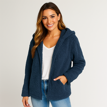 Damen-Fleecejacke mit Kapuze - Yverine – Blau