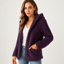 Damen-Fleecejacke mit Kapuze - Yverine – Violett
