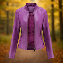 Damen Lederjacke im Bikerstil - Annelise – Violett