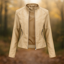 Damen Lederjacke im Bikerstil - Annelise – Aprikose