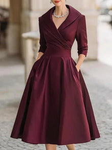 Reece – Elegantes Damen Vintage-Kleid – Burgunder