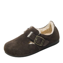 Clog-Schuhe für Frauen mit Plüschfutter - Yadhi – Dunkelbraun mit Absatz
