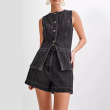 Isolde - Lässiges Damen-Denim-Set – Schwarz