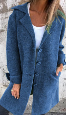 Wollmantel mit Knöpfen | Klassischer Kragen | Elegant und Bequem – Blau