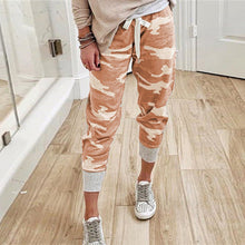Damen nan lässige Camouflage Jogginghose mit Kordelzug und gerippten Bündchen Drune – Orange
