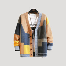 Viola | Damen Frühlings Colorblock-Strickcardigan mit Knöpfen – Khaki