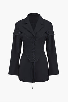 Ariana | Edles Zweiteiler-Set mit Blazer & Korsett-Schnürung – Schwarz