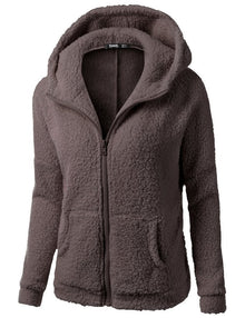 Fleecejacke mit Kapuze - Rachel – Braun