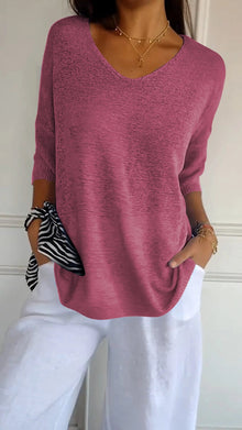 Urina - Soft-Touch-Top mit V-Ausschnitt – Pink