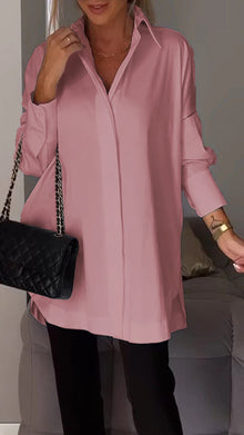 Bettina - Chique Bluse aus Chiffon in Übergröße – Rosa