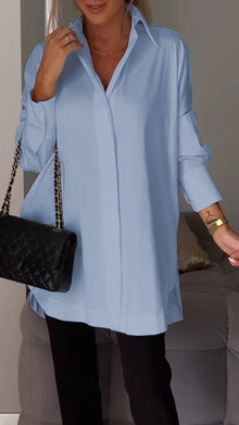 Bettina - Chique Bluse aus Chiffon in Übergröße – Hellblau