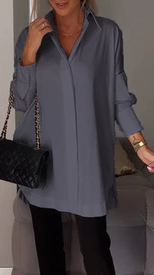 Bettina - Chique Bluse aus Chiffon in Übergröße – Grau