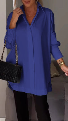 Bettina - Chique Bluse aus Chiffon in Übergröße – Dunkelblau