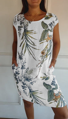 Sharon | Rundhals Kleid – Weiß 1