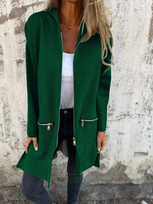 Norlina | Elegante Langarmjacke mit praktischen Reißverschlüssen – Grün