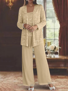 Gimena – Set Aus Glitzer-strickjacke Und Hose – Khaki