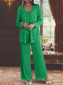 Gimena – Set Aus Glitzer-strickjacke Und Hose – Grün