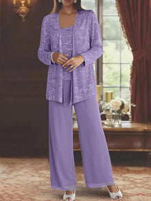 Gimena – Set Aus Glitzer-strickjacke Und Hose – Purple