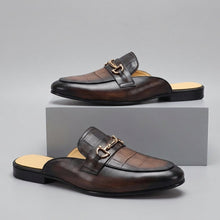 Idris - Rückenfrei Lederschuhe – Kaffee