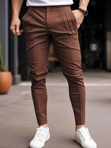 Altmann – Slim Fit Hose mit Bundfalten Und Eingrifftaschen – Braun