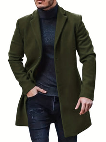 Warmer Knopf-Runter Mittellanger Trenchcoat Für Herren | Perfekt für den Alltagsgebrauch – Grün