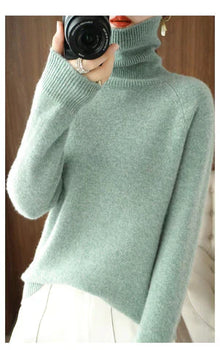 Damen Rollkragenpullover – Grün