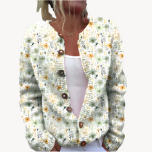 Talia | Strickjacke mit Blumendruck – Grün