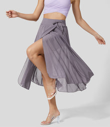 2-in-1 Rockshorts | Transparenter Überrock | Sportlich-feminin – Lila