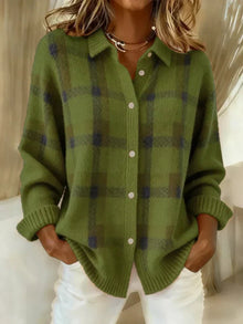 Sarani - Bequeme Langarm Strickjacke – Grün