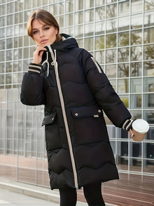 Warme modische Puffer-Winterjacke mit Kapuze für Damen | Ideal für Winter – Schwarz