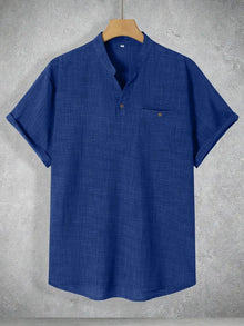 Kieth - Kurzarmhemd Mit Vordertasche – Blau